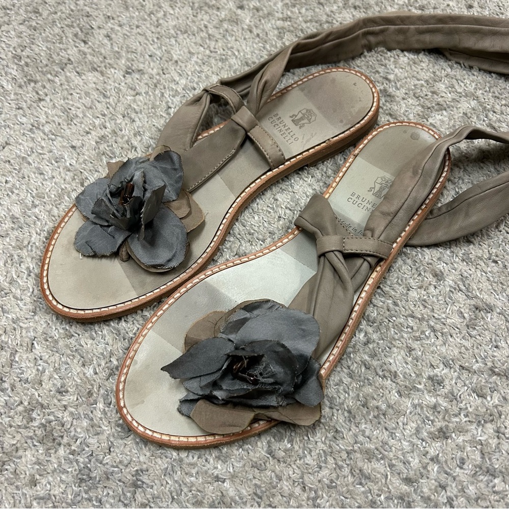 Bruno Cucinelli Sandals Women’s 11 US 41 EUR Gladiator Floral Made in Italy